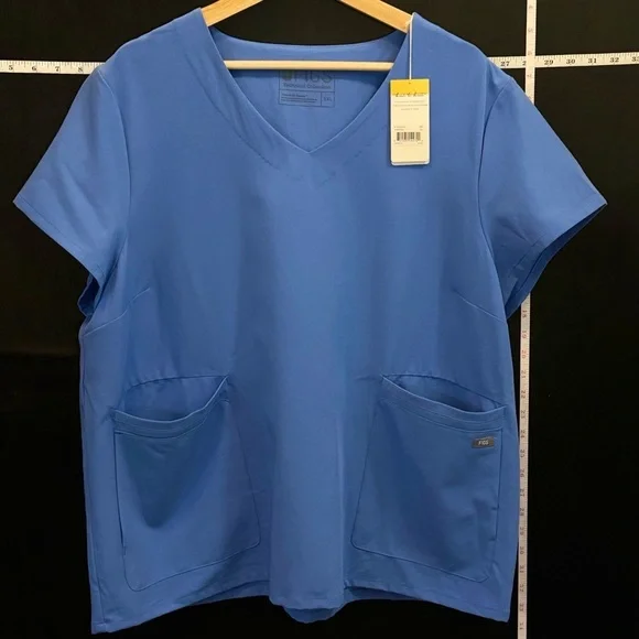 BUNDLE (2 pieces) - Figs Women's Ceil Blue Scrub Tops - Picture 3 of 10